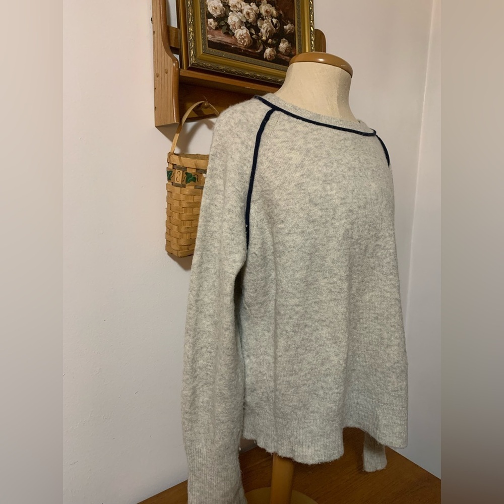 J. Crew Tipped Raglan Warm Wool Alpaca Blend Sweater XL